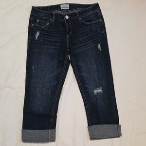 Aeropostale Blue Cropped Ankle Jeans with Rolled Hems